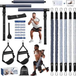 Heavy-Duty Pilates Bar with Resistance Bands for Full-Body Workouts